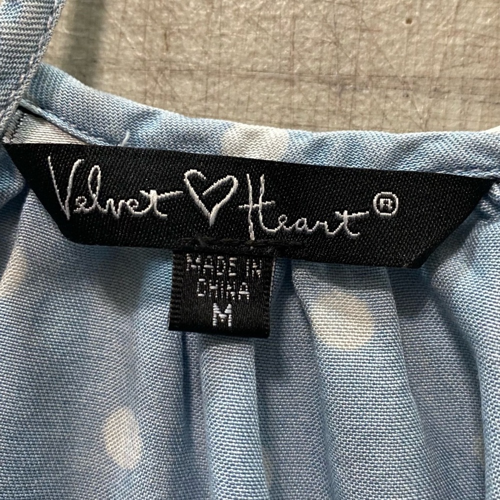 Velvet Heart Blue Polka Dot Women's Top - Picture 2 of 9